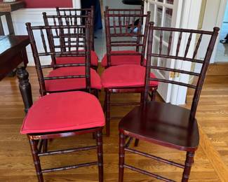 Mahogany Chiavari Chairs with Red cushions (set of 6)