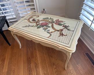 Antique hand-painted scalloped coffee table