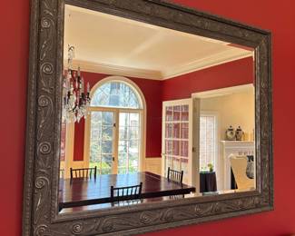 Rectangular mirror with decorative scroll motif
