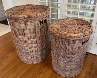 Wicker laundry baskets