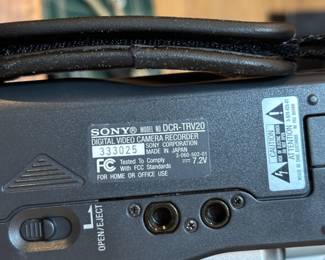 Vintage Sony camcorder with accessories.