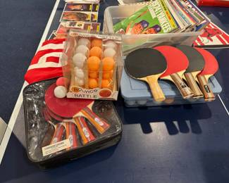 Ping pong paddles and balls