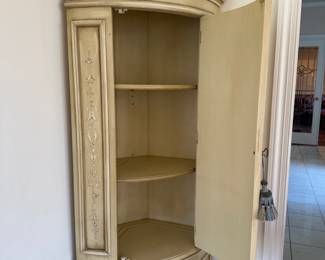 Vintage hand-painted corner cabinet.