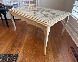 Antique hand-painted scalloped coffee table
