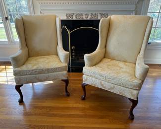 Pair of vintage wingback armchairs by Hickory Chair Co.