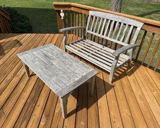 teak settee and coffee table