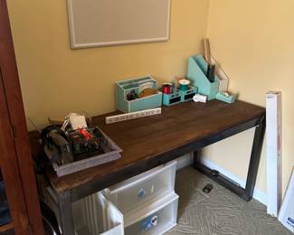iron and wood top work table