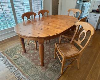 knotty pine solid kitchen table with 6 chairs