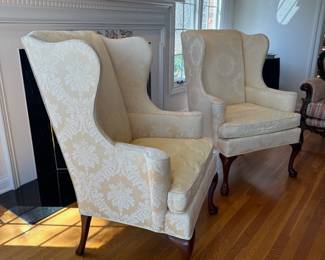 Pair of vintage wingback armchairs by Hickory Chair Co.