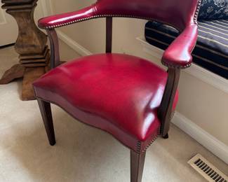 Red Leather studded office chair