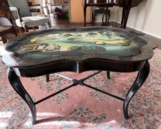 MAITLAND SMITH HAND PAINTED TOLE SERVING TRAY/COFFEE TABLE