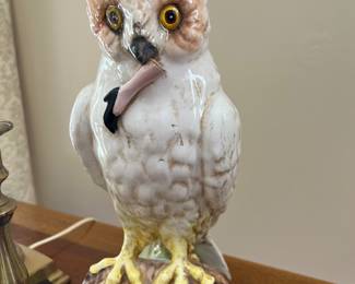 VINTAGE ITALIAN CERAMIC OWL WITH "GAME"