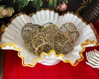 ANTIQUE GLASS BRIDES BOWL