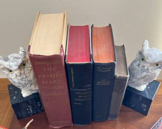 GREAT SET OF OWL BOOKENDS WITH GLASS EYES