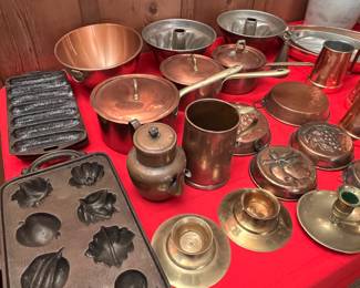 SELECTION OF COPPER COOKWARE, ETC