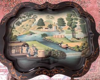 MAITLAND SMITH HAND PAINTED TOLE SERVING TRAY/COFFEE TABLE