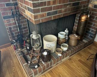 Old farm tools and pottery.