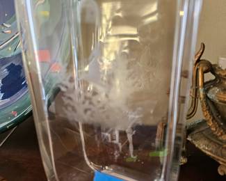 Danish reverse etched art on vase.