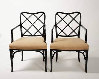 Pair of Vintage Bamboo and Gilt Chairs