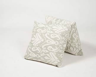 Pair of Sage and White Down Pillows