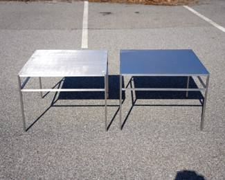 Pair of Heavy Custom Made Stainless Steel Outdoor Tables