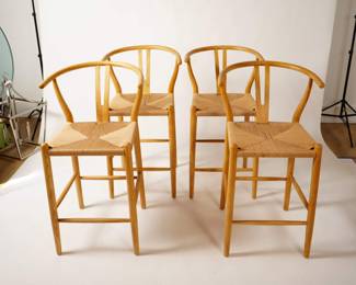 Set of 4 Wishbone Counter Stools