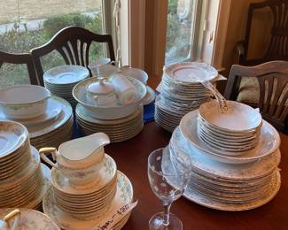 Dish set on table in dining room