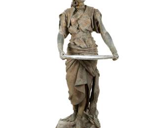 Lot 164: after Louis Hottot Spelter Arab Girl with Tray