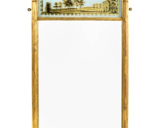 Lot 31: American Federal Carved Giltwood Eglomise Mirror