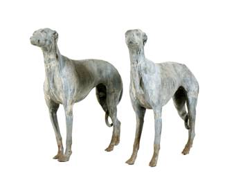 Lot 235: Pair Cast Lead Whippet/Greyhound Garden Figures