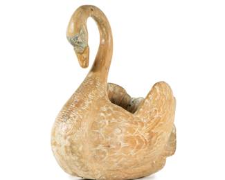 Lot 1: 18/19th C. Carved Wood Swan Planter