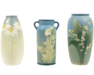 Lot 335: Three Weller Pottery Hudson Floral Vases