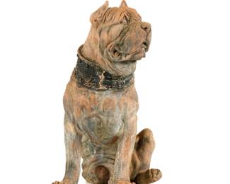 Lot 236: Life Size Terracotta Figure of a Mastiff Dog