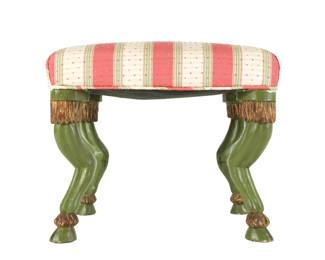 Lot 263: Italian Paint Decorated Stool with Figural Legs