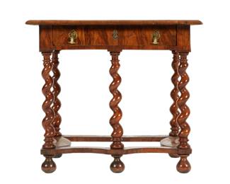 Lot 7: 18th C. English Oyster Veneer Lowboy