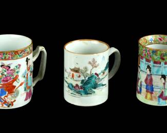 Lot 343: Three Chinese Famille Rose & Rose Mandarin Cups