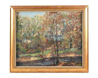 Lot 251: Tunis Posen Landscape with Stream Painting