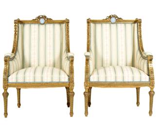 Lot 19: Pair French 19th C. Louis XVI Style Chairs
