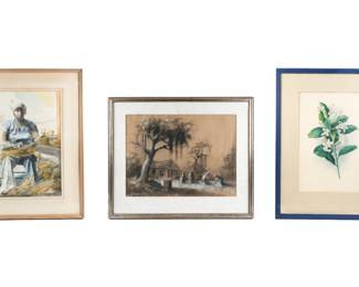 Lot 157: Three Southern Paintings / Pastel Artworks