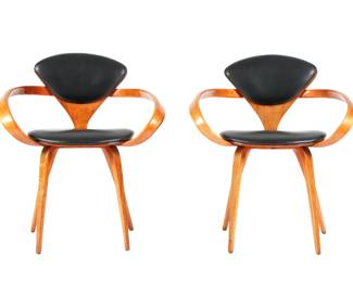 Lot 69: Two Norman Cherner for Plycraft Pretzel Arm Chairs