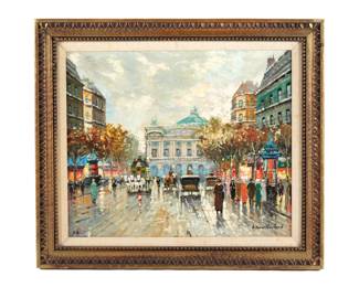 Lot 17: attr. Antoine Blanchard Parisian Street Painting