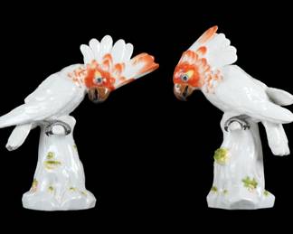 Lot 39: Pair Meissen Porcelain Parrots
