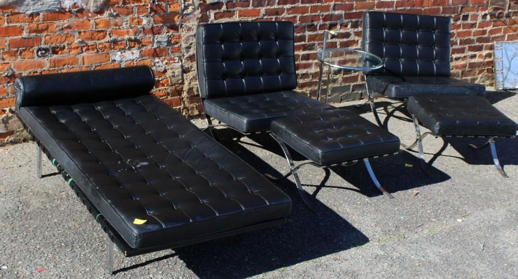 5 pc. Barcelona Chairs, Ottomans, & Day Bed plus