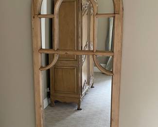 Antiqued wood window frame mirror 72” tall x 35” wide 