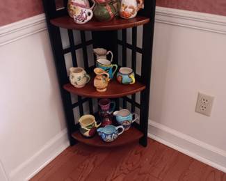 Folding corner shelf, collection of creamers