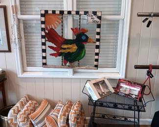 Art work.  Wrought iron cart