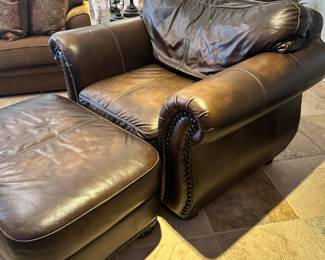 Leather ottoman and chair