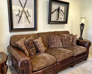 Leather and fabric sofa
