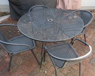 patio  set,  chairs  are  wicker