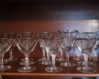 lots  of  stemware  with  silver  edges